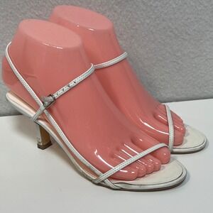 Tony Bianco Australia Mens White Leather Strappy Kitten Heel Sandals Size 5.5